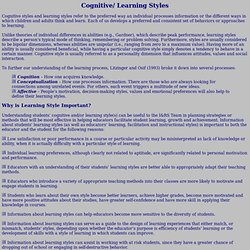 Cognitive/ Learning Styles