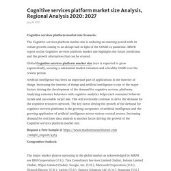 Cognitive services platform market size Analysis, Regional Analysis 2020: 2027 – Telegraph
