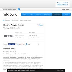 CognoLink Limited graduate scheme - Research Analysts