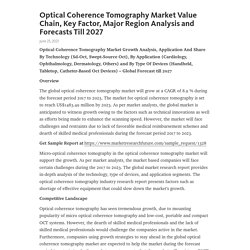 Optical Coherence Tomography Market Value Chain, Key Factor, Major Region Analysis and Forecasts Till 2027   – Telegraph