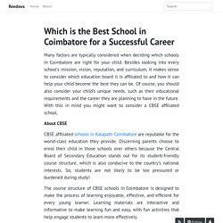 Which is the Best School in Coimbatore for a Successful Career