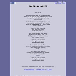 COLDPLAY LYRICS - Fix You