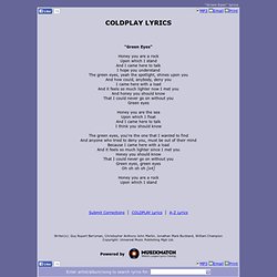 COLDPLAY LYRICS - Green Eyes