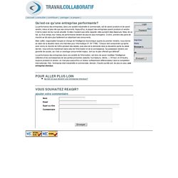 Travail collaboratif [Qu'est-ce qu'une entreprise performante?]