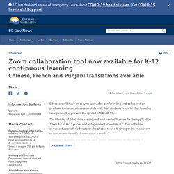 Zoom collaboration tool now available for K-12 continuous learning