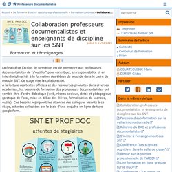 Collaboration professeurs documentalistes et enseignants de discipline sur les SNT - Page 2/3 - Doc'Poitiers - Le site des professeurs documentalistes