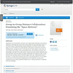 Group-to-Group Distance Collaboration: Examining the “Space Between”