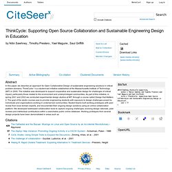 ThinkCycle: Supporting Open Source Collaboration and Sustainable Engineering Design in Education