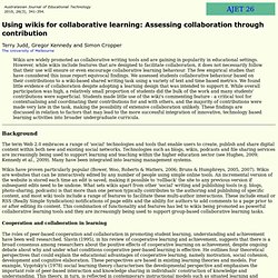 AJET 26(3) Judd, Kennedy and Cropper (2010) - Using wikis for collaborative learning: Assessing collaboration through contribution