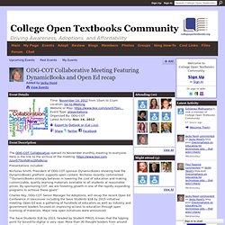 ODG-COT Collaborative Meeting Featuring DynamicBooks and Open Ed recap