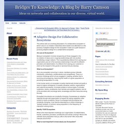 Bridges To Knowledge: A Blog by Barry Camson: Adaptive Design For Collaborative Ecosystems