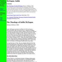 Boston Collaborative Encyclopedia of Western Theology: Sallie McFague