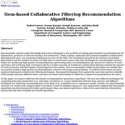 Item-based Collaborative Filtering Recommendation Algorithms