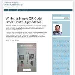 Writing a Simple QR Code Stock Control Spreadsheet