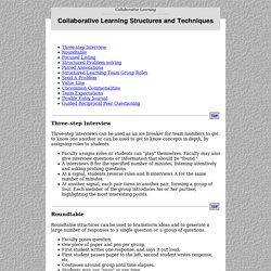 Collaborative Learning Structures and Techniques