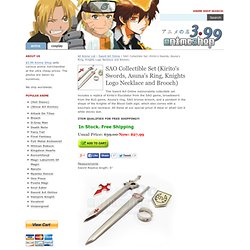 Sword Art Online Merchandise - SAO Collectible Set (Kirito's Swords, Asuna's Ring, Knights Logo Necklace and Brooch)