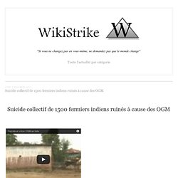 Suicide collectif de 1500 fermiers indiens ruinés à cause des OGM