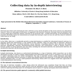 "Collecting data by in-depth interviewing"