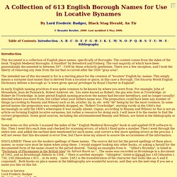 A Collection of 613 English Borough Names for Use in Locative Bynames