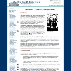 Sophia Smith Collection - Voices of Feminism Oral History Project - Introduction