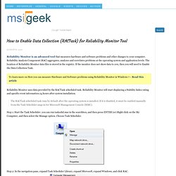 How to Enable Data Collection (RACTask) for Reliability Monitor Tool