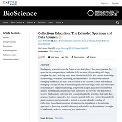 Collections Education: The Extended Specimen and Data Acumen