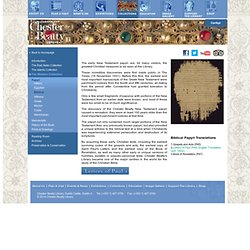 The Western Papyri Biblical Collection, Chester Beatty Library Papyri Biblical Collection
