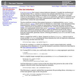 The Set Interface (The Java™ Tutorials > Collections > Interfaces)