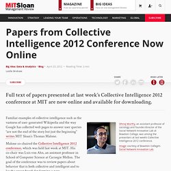 Papers from Collective Intelligence 2012 Conference Now Online