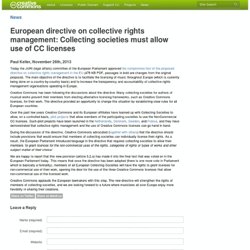 European directive on collective rights management: Collecting societies must allow use of CC licenses