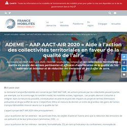 ADEME – AAP AACT-AIR 2020 « Aide à l’action des collectivités territoriales en faveur de la qualité de l’air »