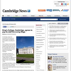 King's College, Cambridge, agrees to pay its staff the Living Wage