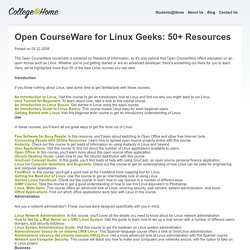 Open CourseWare for Linux Geeks: 50+ Resources