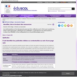 Espace B2i École- Collège : documents d'appui - Identifier, trier et évaluer