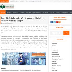 Best BCA College in UP - Courses, Eligibility, Admission and Scope