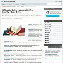 40 Places for College Students to Find Free Unabridged Books Online