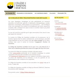 Collège des Transitions Sociétales - LE COLLEGE DES TRANSITIONS SOCIETALES