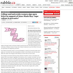 University women sign open letter in support of Anne-Marie Roy: 'rape culture is pervasive'