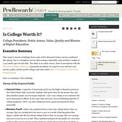 Pew Research Report: Is College Worth It?