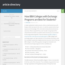 How BBA Colleges with Exchange Programs are Best for Students? – article directory