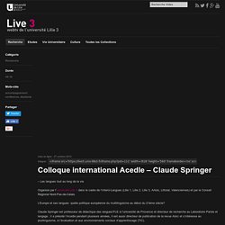 Colloque international Acedle – Claude Springer