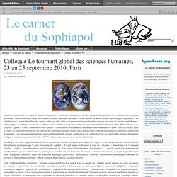 Colloque Le tournant global des sciences humaines, 23 au 25 septembre 2010, Paris