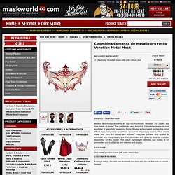 Colombina Contessa de metallo oro rosso Venetian Metal Mask - maskworld.com