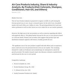 Air Care Products industry, Share & Industry Analysis, By Products (Hair Colorants, Shampoo, Conditioner, Hair Oil, and Others) – Telegraph