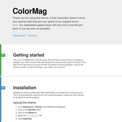 ColorMag Theme Instructions