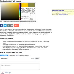 RGB Color to PMS Colors - convert HEX/RGB to Pantone colour code