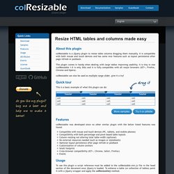 colResizable – Resize HTML tables and columns