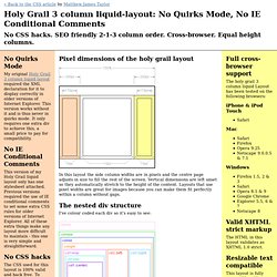 Holy Grail 3 column liquid-layout: No Quirks Mode, No IE Conditi