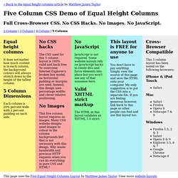 5 Column CSS Demo - Equal Height Columns with Cross-Browser CSS