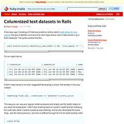 Columnized text datasets in Rails